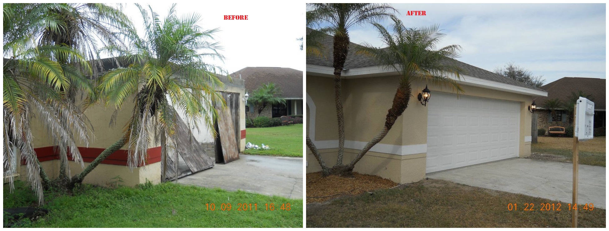 Before and After garage door